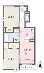 フェリシア 2LDKの間取図画像