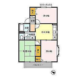 ロイヤルハイム高砂 3DKの間取図画像