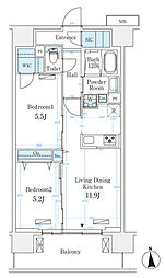 ハビテ本厚木 2LDKの間取図画像