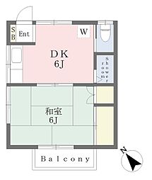 大川荘 1DKの間取図画像