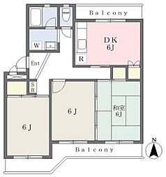 ハイムエクレール 3DKの間取図画像