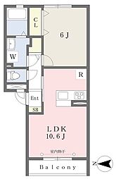 アビテボナール 1LDKの間取図画像
