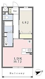 グランルポン 1LDKの間取図画像