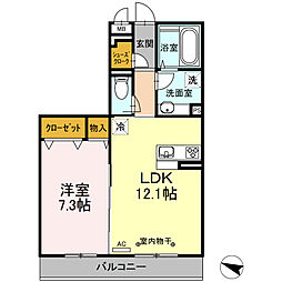 リヴェール湘南 1LDKの間取図画像