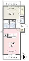 ブラオ湘南 1LDKの間取図画像