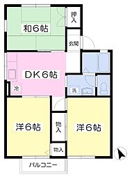 ヴィルヌーブ湘南 3DKの間取図画像