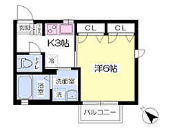 ルミナール辻堂2 1Kの間取図画像