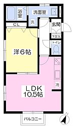 フォレストメゾンサラ 1LDKの間取図画像