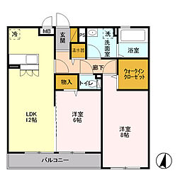ルーフハウスA 2LDKの間取図画像