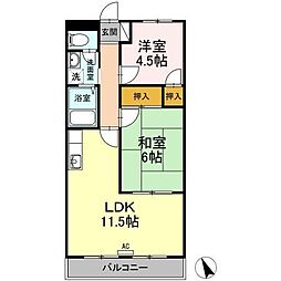 ラークグリーンヒル 2LDKの間取図画像