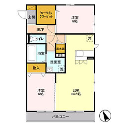 リベラマーロ 2LDKの間取図画像