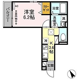 エムズバーレイ湘南平塚 1Kの間取図画像