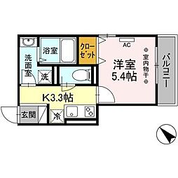 マ・メゾン鵠沼花沢A 1Kの間取図画像