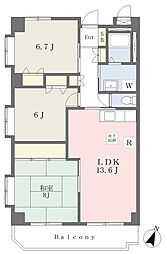 サニーライフ湘南 3LDKの間取図画像