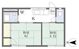 コーポ茜 2Kの間取図画像