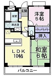 リバーサイド城南 2LDKの間取図画像