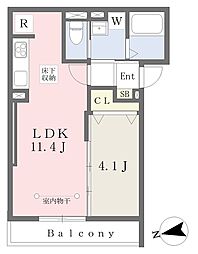 シコーブレッサ 1LDKの間取図画像