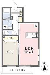 藤沢市長後AP 1LDKの間取図画像