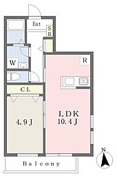 藤沢市長後AP 1LDKの間取図画像