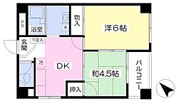 厚木マコトマンション 2DKの間取図画像