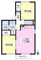 ヴィーブルB 2LDKの間取図画像