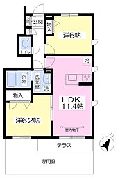 グランフィールズ3 2LDKの間取図画像