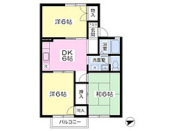 サンモール石井 3DKの間取図画像