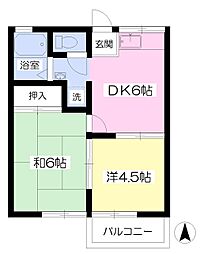コーポ井上 2DKの間取図画像