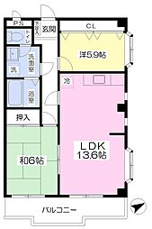 ヴィラエスペランサ 2LDKの間取図画像