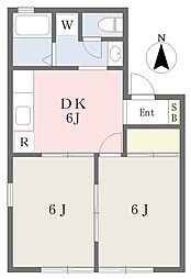 レジデンス月之浦B 2DKの間取図画像