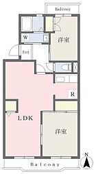 明昭ハイツ 2LDKの間取図画像