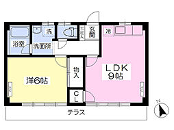 イーストヴィラ 1LDKの間取図画像