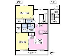 フォルトゥーナ 2LDKの間取図画像