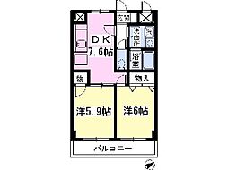 渋谷ビル 2DKの間取図画像