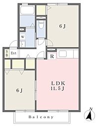 ヴィーベルK2 2LDKの間取図画像