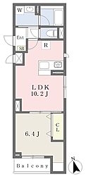 厚木市棚沢マンション 1LDKの間取図画像
