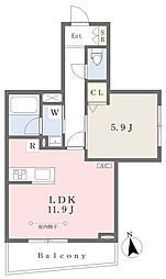 ピオニー 1LDKの間取図画像