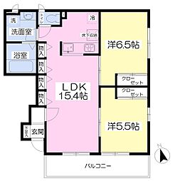 メゾン・フォンテーヌ 2LDKの間取図画像