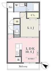 シャルマン 1LDKの間取図画像