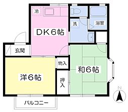 カーサ日吉 2DKの間取図画像