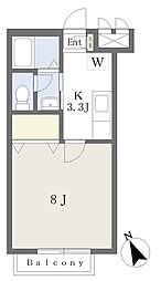 メゾン元住吉 1Kの間取図画像