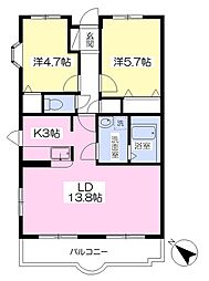 アウローラ 2LDKの間取図画像