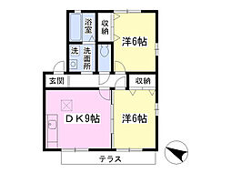コンフォール 2DKの間取図画像