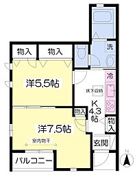 リヴェールコンフォート 2Kの間取図画像