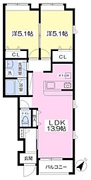 グランベリーコート 2LDKの間取図画像
