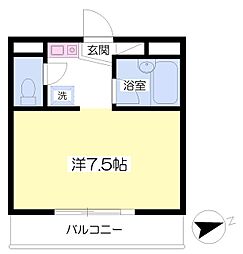 勧学舎一号館 ワンルームの間取図画像