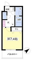 フラッセ.K 1Kの間取図画像