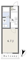 コートドール 1Kの間取図画像