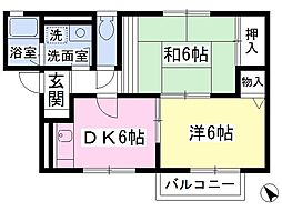 ヴェルドミールB 2DKの間取図画像