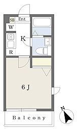 相鉄本線 海老名駅 徒歩13分の賃貸アパート 2階1Kの間取り